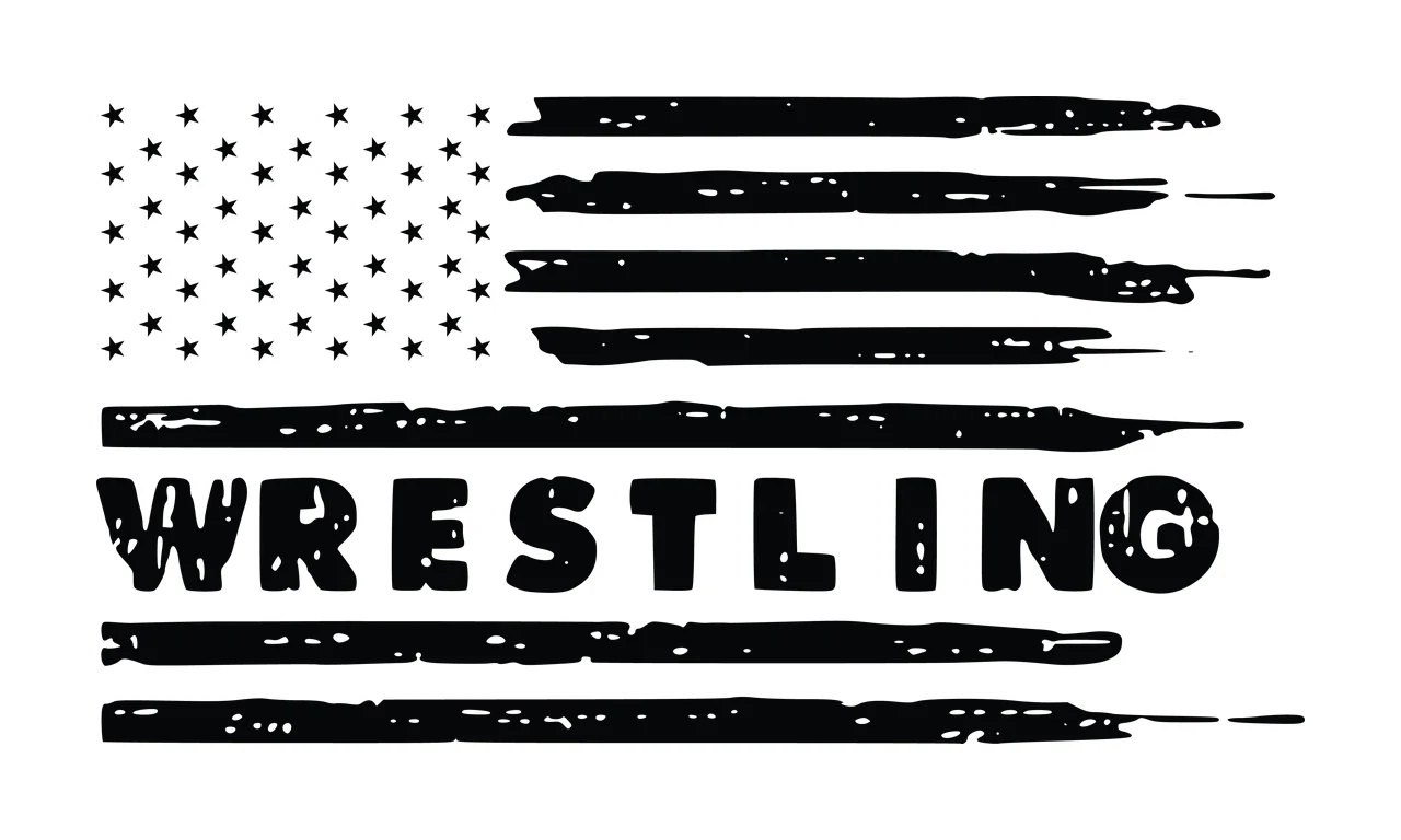 Wrestling Horizontal Flag Graphic With The Word stars black