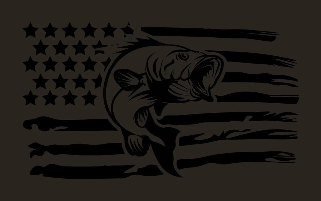 Fishing Distressed American Flag Graphic fish jumping stars contrast preview thumbnail