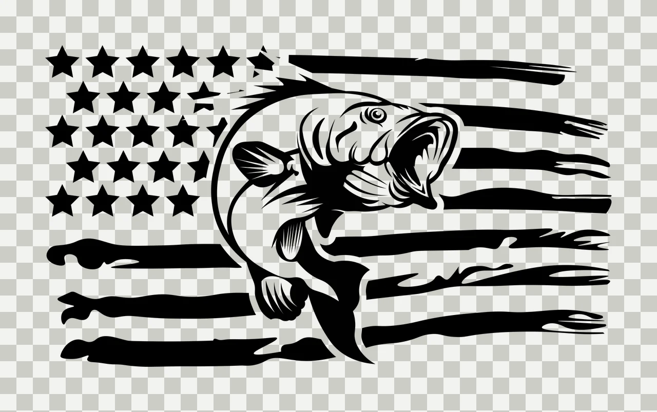 Fishing Distressed American Flag Graphic fish jumping stars transparency and detail preview thumbnail