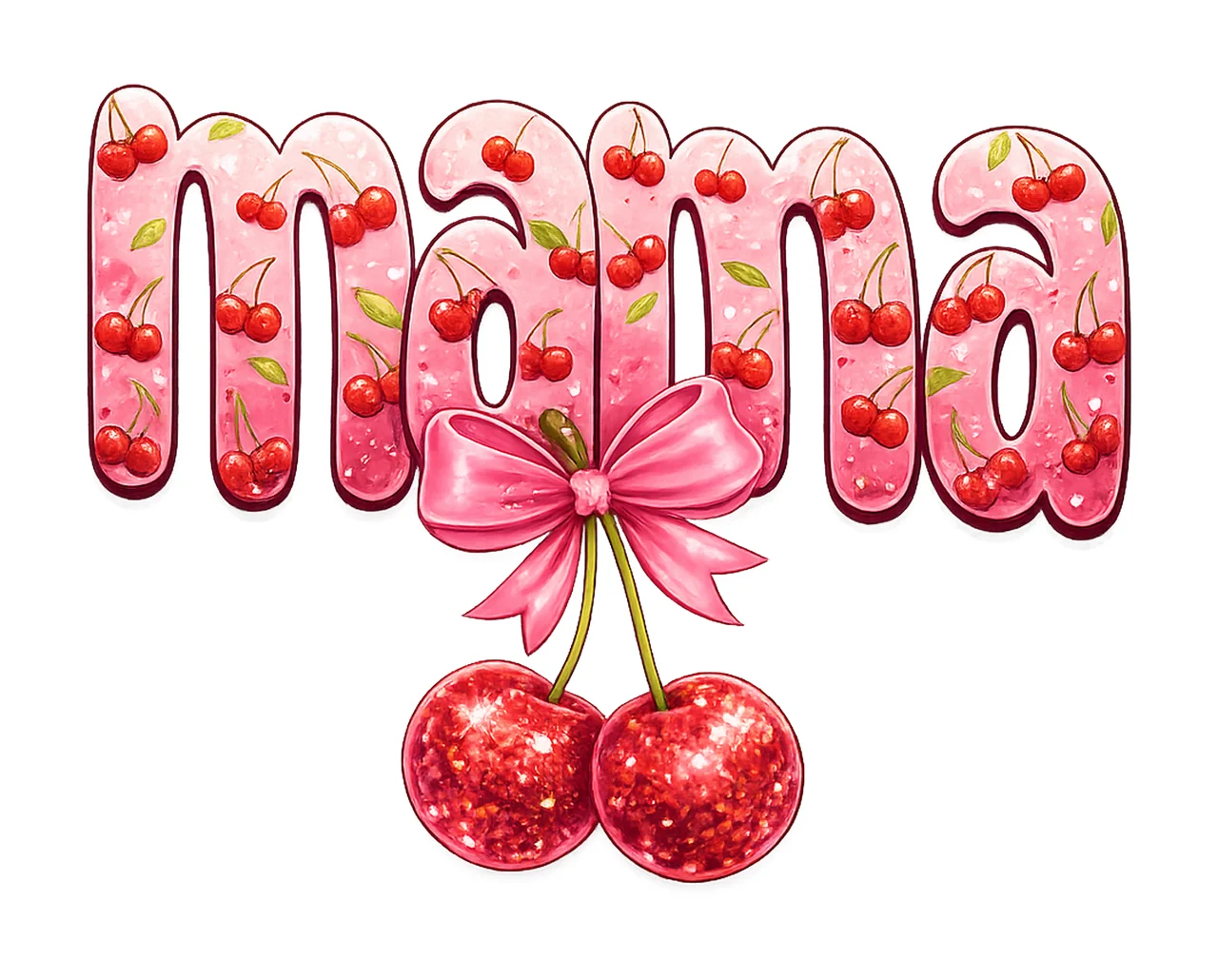 Mama Cherry Bow Coquette Mom Shirt Design Cute Cherry
