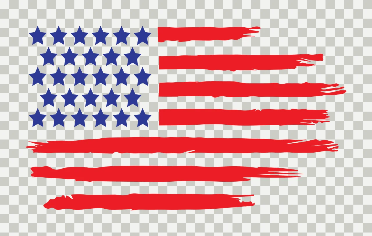 Flag Horizontal Distressed With Stars stripes black white and transparency and detail preview thumbnail