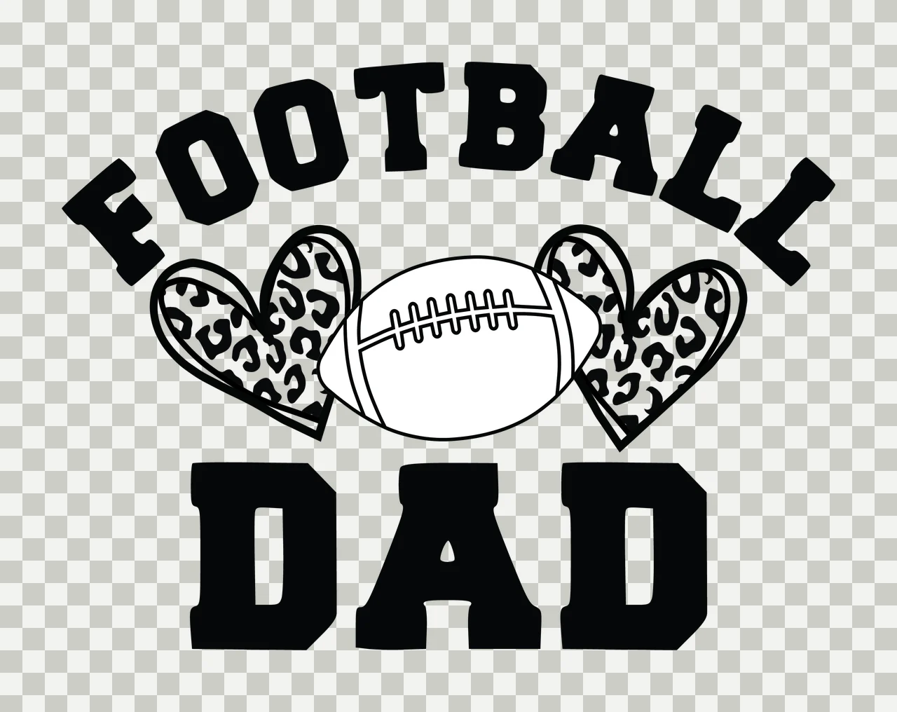 Football Dad Graphic With Leopard Hearts text and graphics transparency and detail preview thumbnail