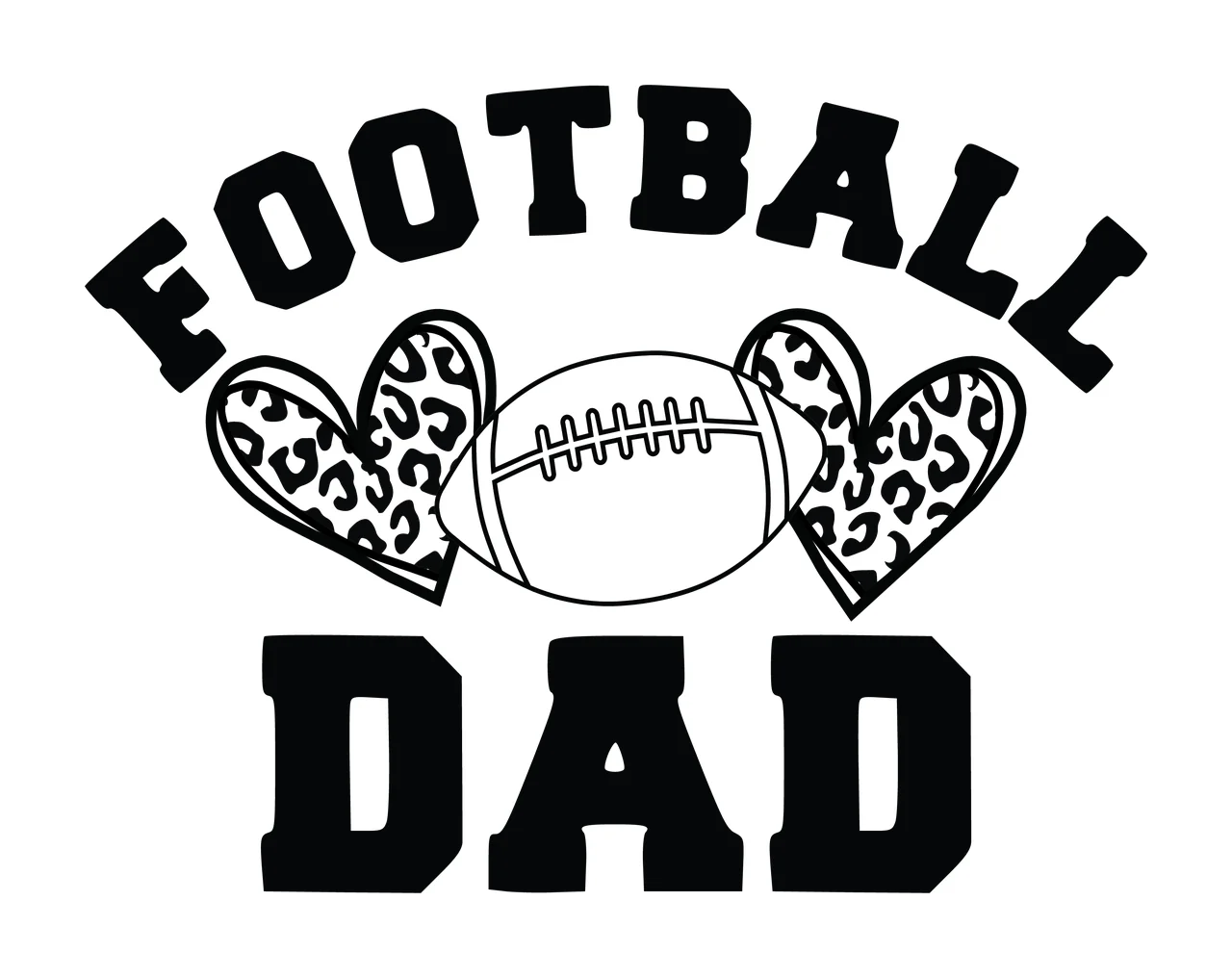 Football Dad Graphic With Leopard Hearts text and graphics