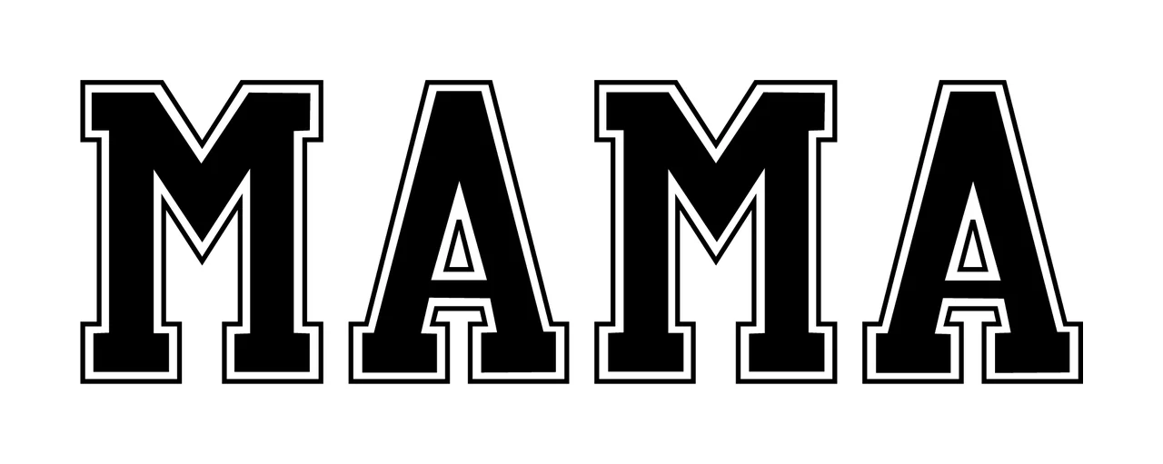 Mama Text With Black And White Outline