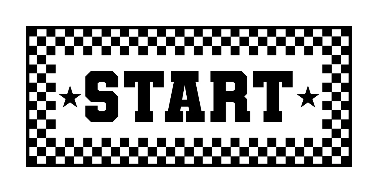 Start Sign Featuring Checkered Border And Stars graphic design