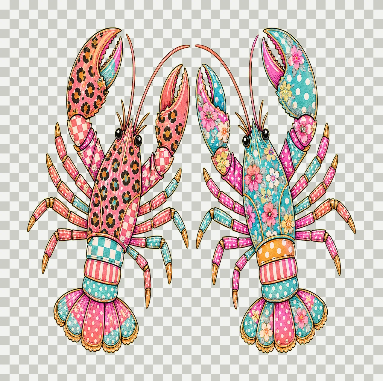 Preppy Lobster Beach Summer Vacation Shirt Variation A transparency and detail preview thumbnail