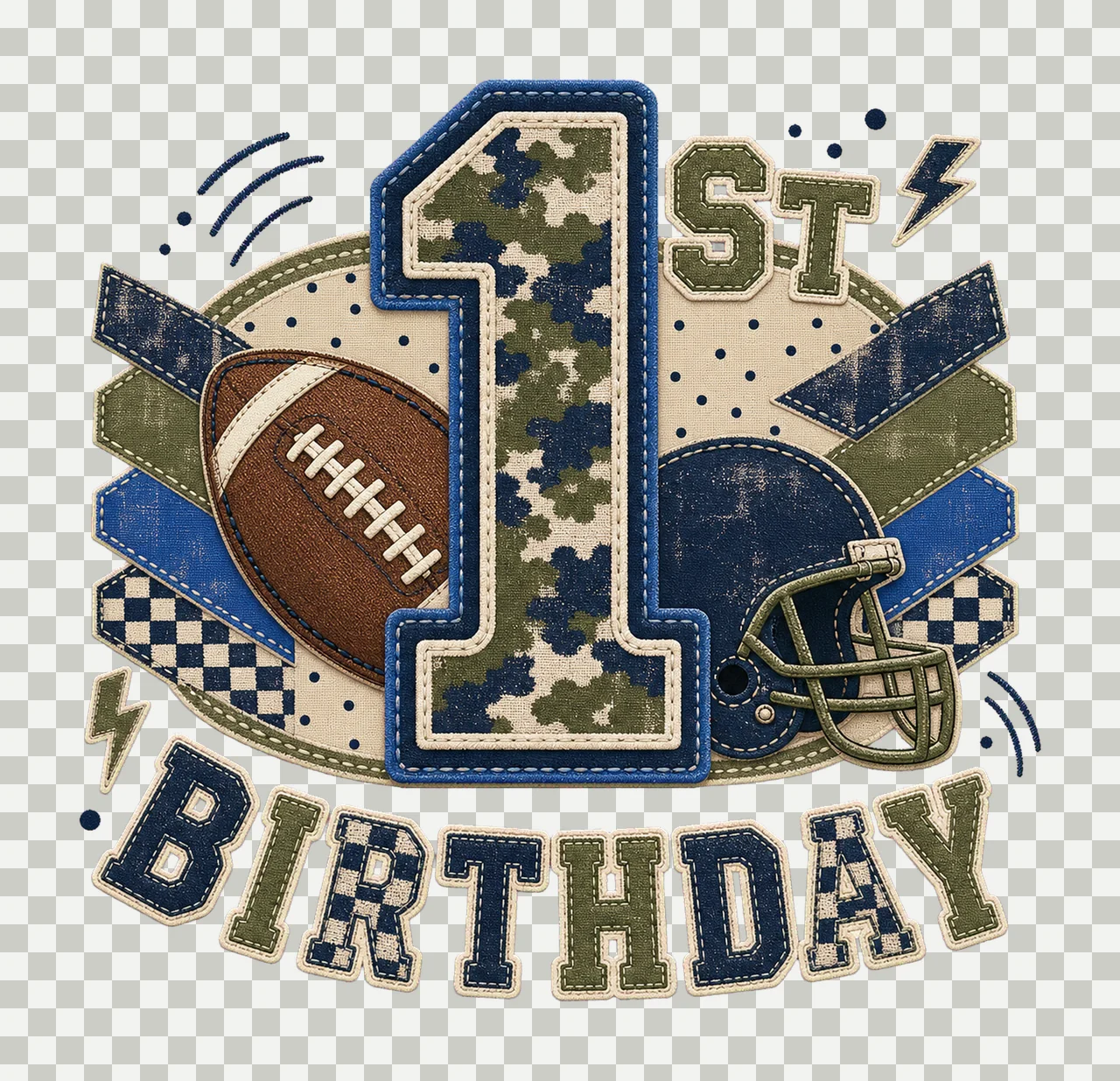Star Camo Football Birthday sublimation instant Variation C transparency and detail preview thumbnail