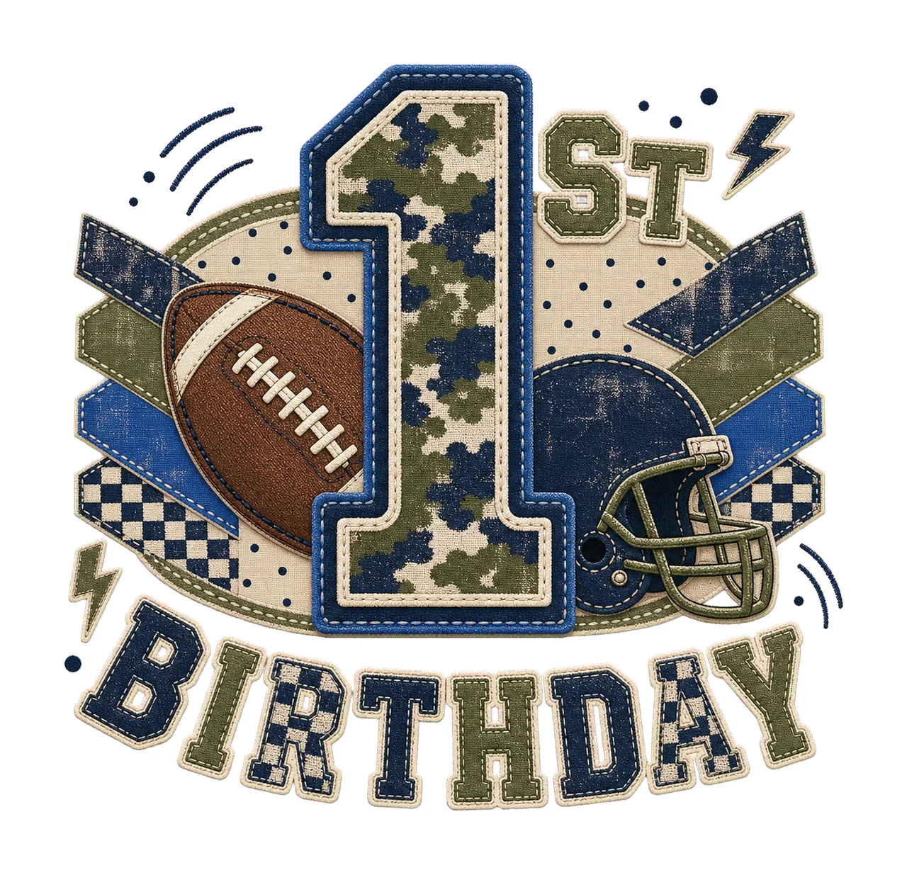 Star Camo Football Birthday sublimation instant Variation C