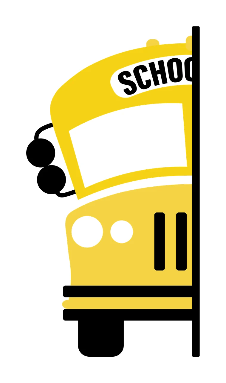 Bus Stationary With Headlights And Mirrors In Black