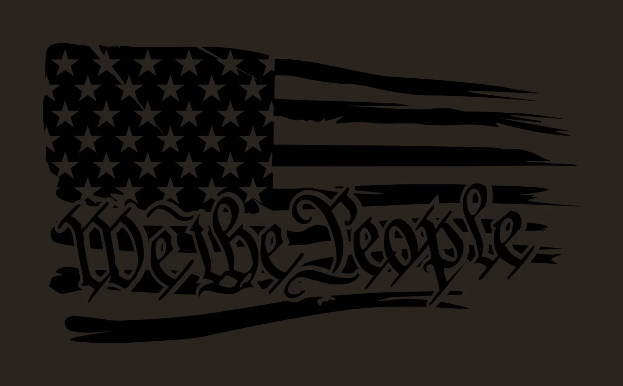 We The People Distressed Flag Decal stars stripes silhouette contrast preview thumbnail