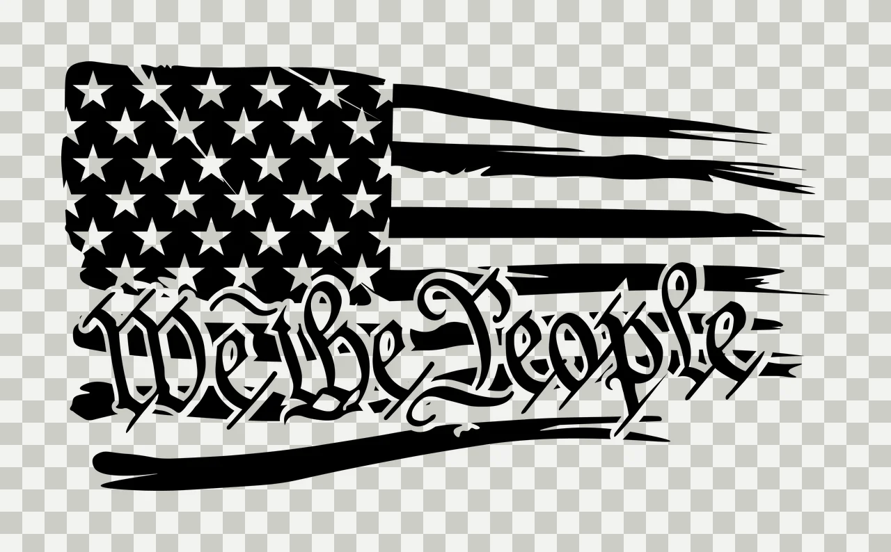 We The People Distressed Flag Decal stars stripes silhouette transparency and detail preview thumbnail