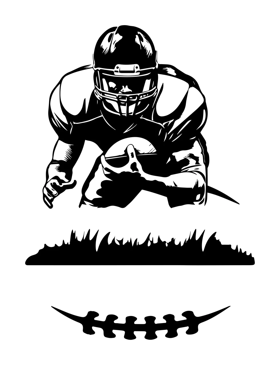 Football Player Running With Ball Silhouette grass black sports