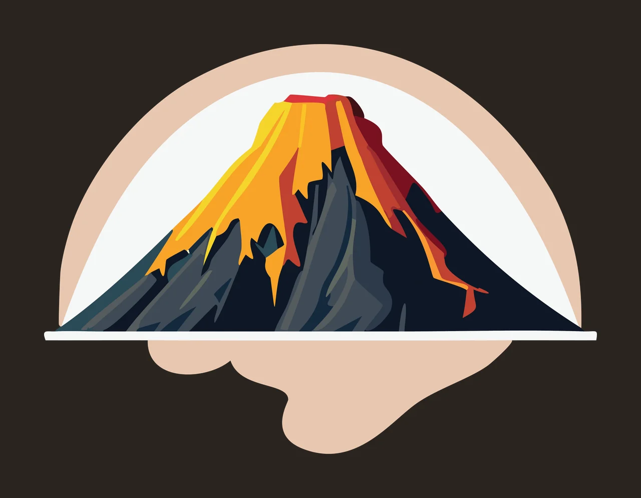 Volcano Silhouette With Semicircle Background erupting smoke contrast preview thumbnail