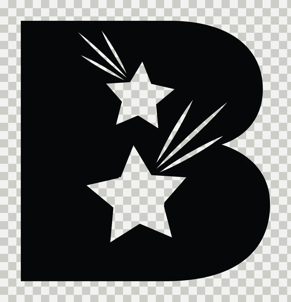 B Letter With Stars And Motion Lines transparency and detail preview thumbnail