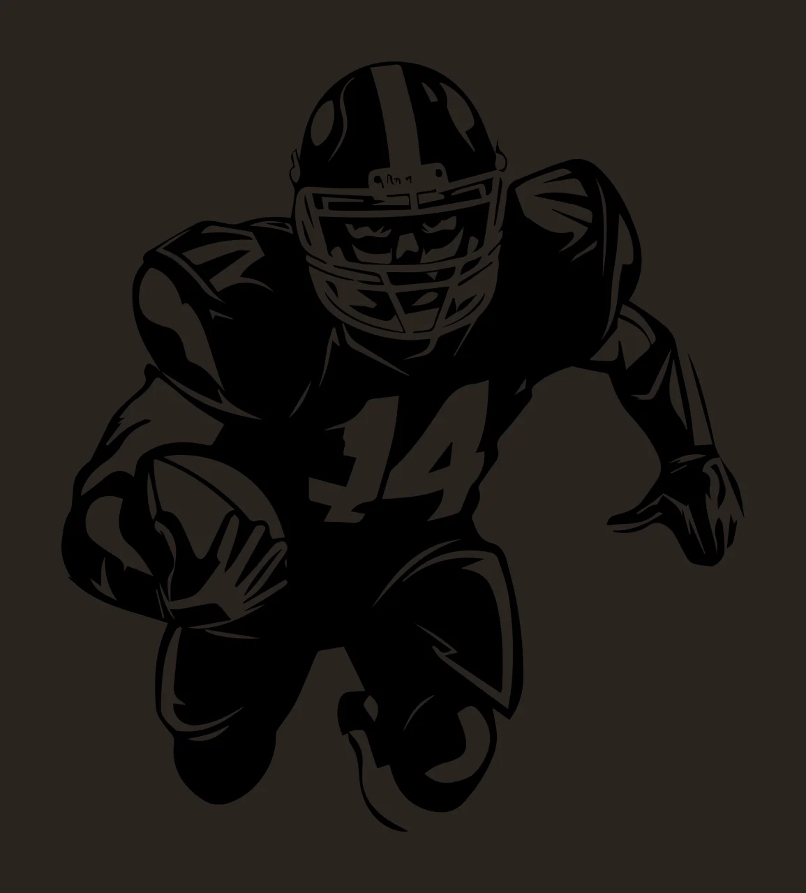 Football Player 14 Running Number helmet jersey black sport contrast preview thumbnail