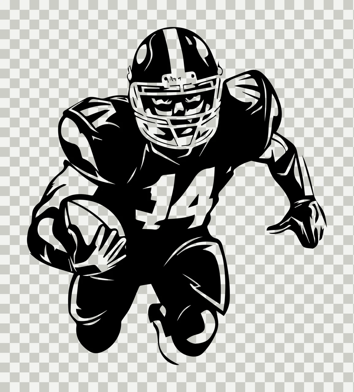 Football Player 14 Running Number helmet jersey black sport transparency and detail preview thumbnail