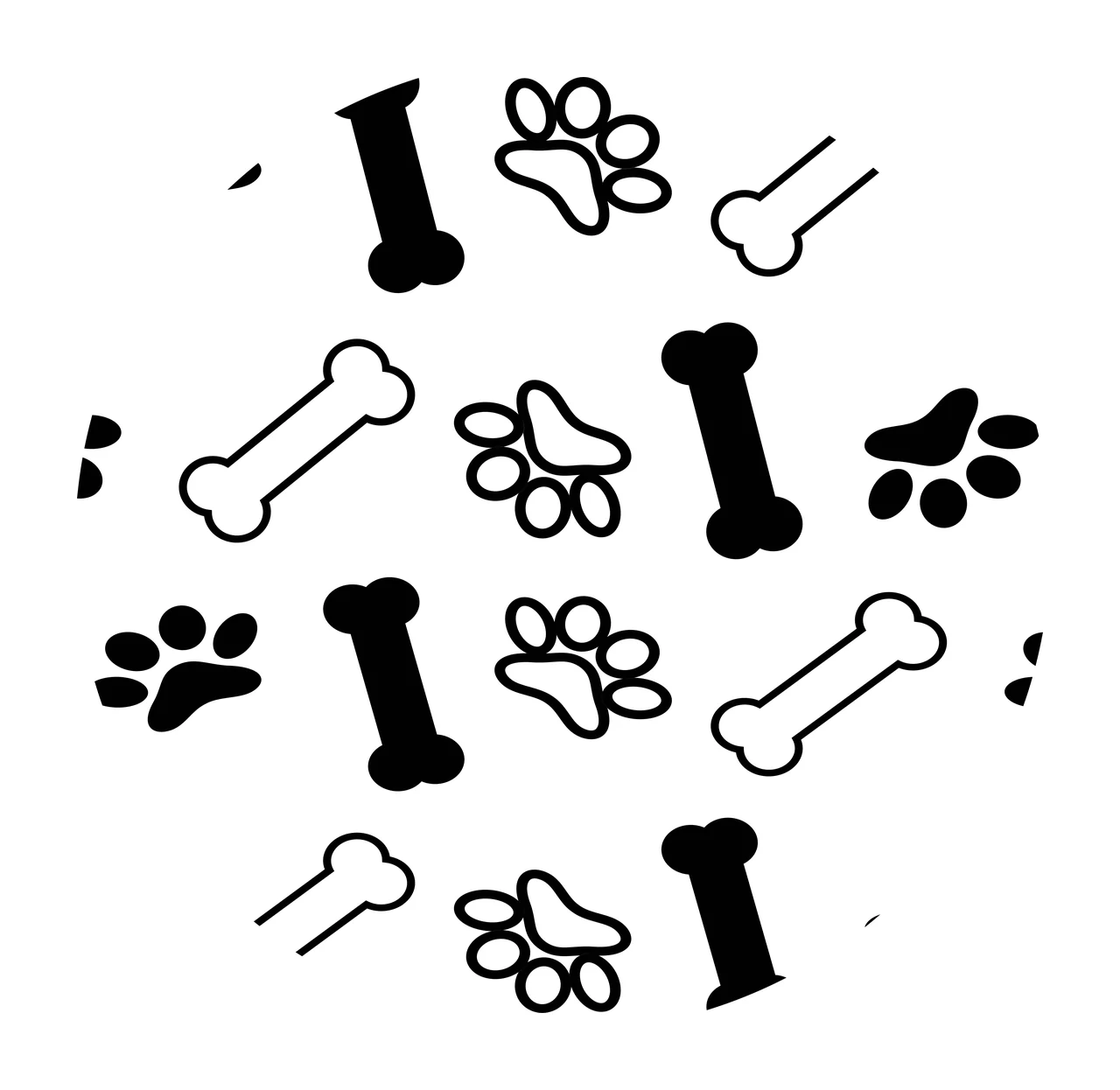 Keychain Dog Paw Prints And Bone Pattern repeating print flat graphic