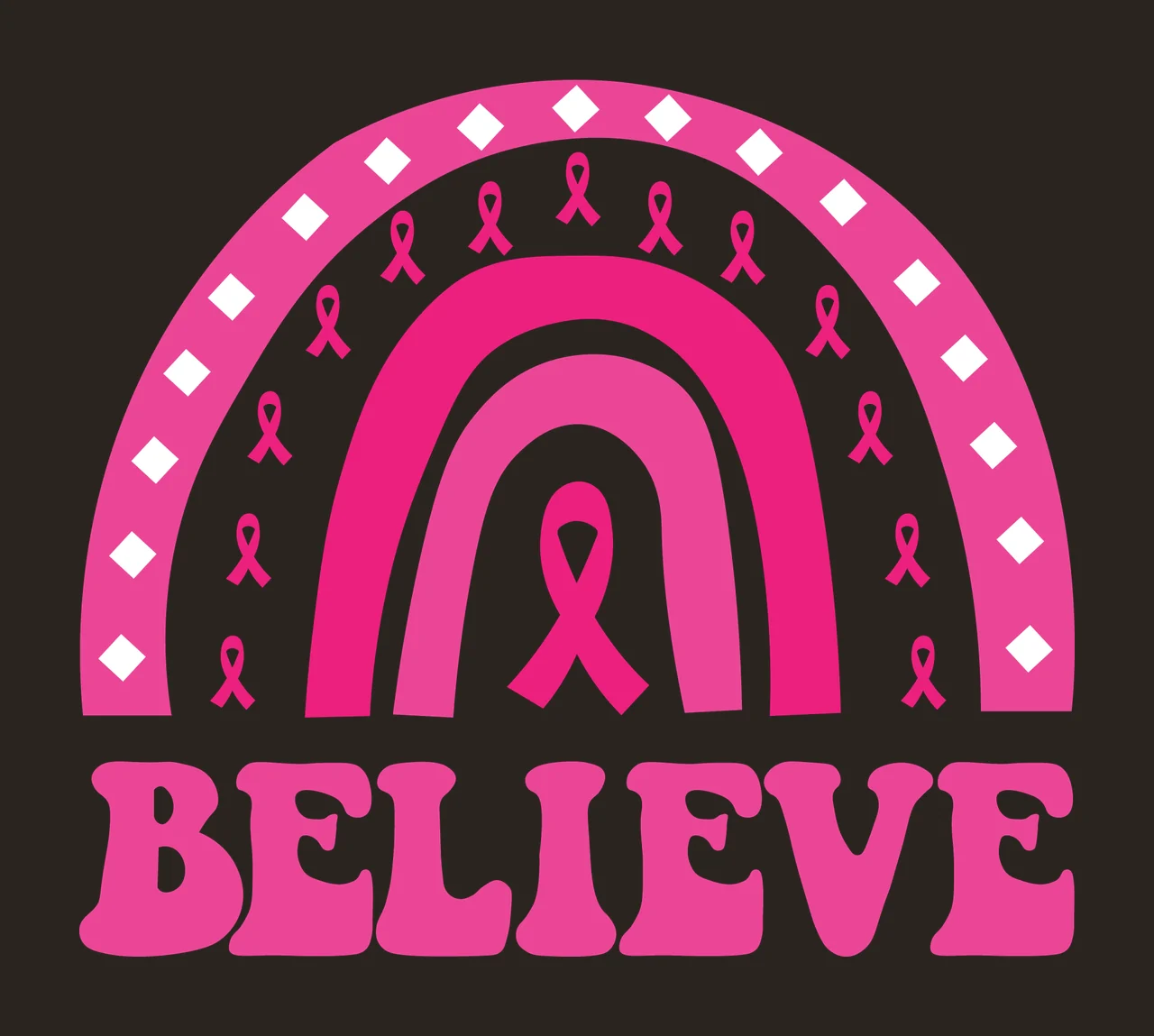 Believe Rainbow Awareness Ribbon Graphic displaying text stylized contrast preview thumbnail