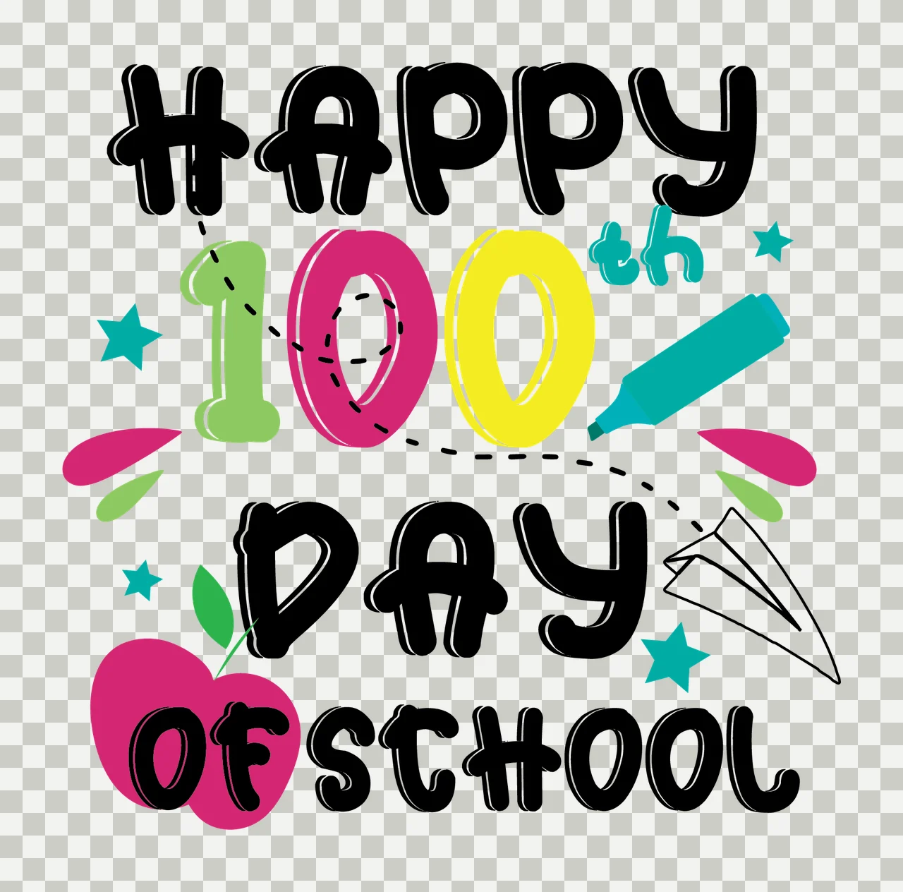 Of School Graphic celebrating apple paper airplane marker stars transparency and detail preview thumbnail
