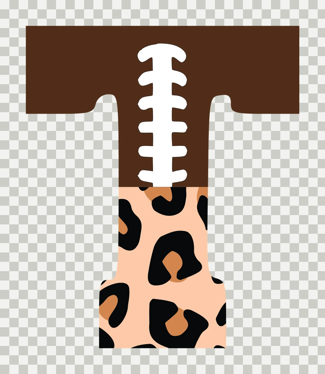 Football Font Half Leopard Character 10 american gridiron touchdown transparency and detail preview thumbnail