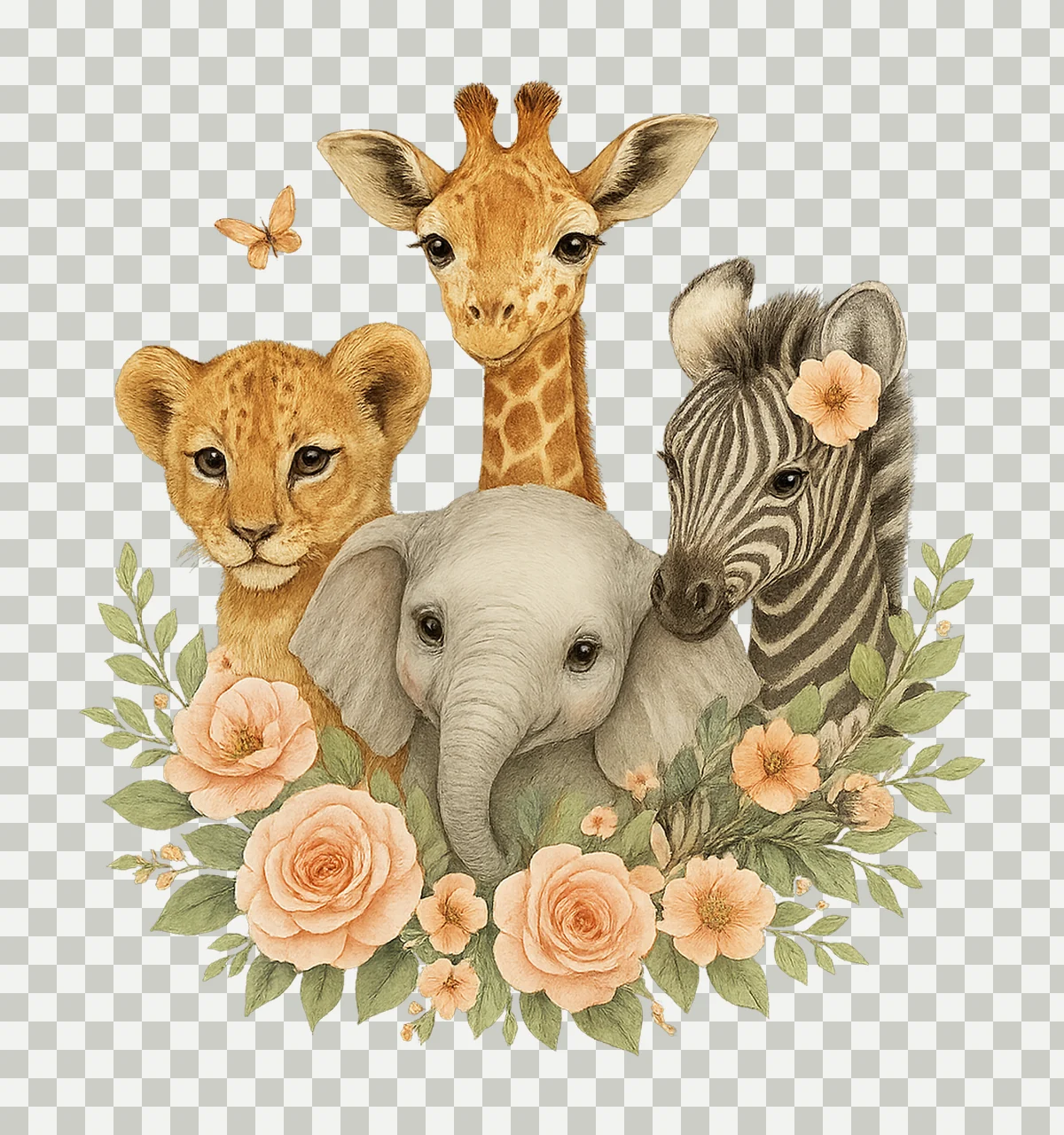 Safari Animals Watercolour Jungle Animals Sublimation Design transparency and detail preview thumbnail