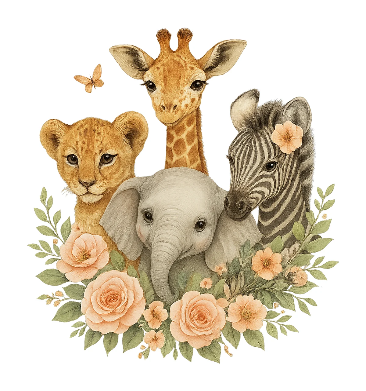 Safari Animals Watercolour Jungle Animals Sublimation Design