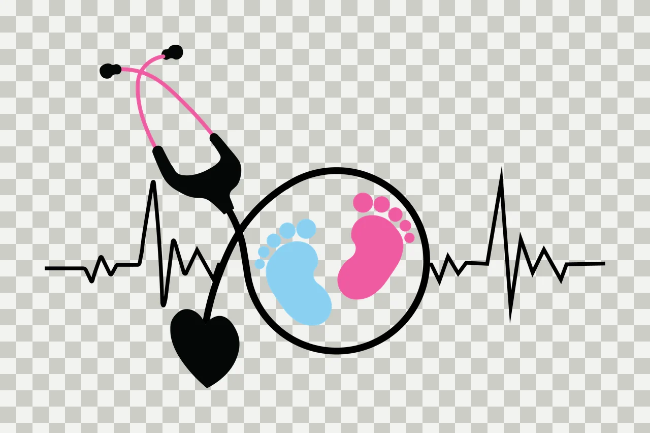 Baby Feet Heart Stethoscope And On A Medical symbols pulse line transparency and detail preview thumbnail