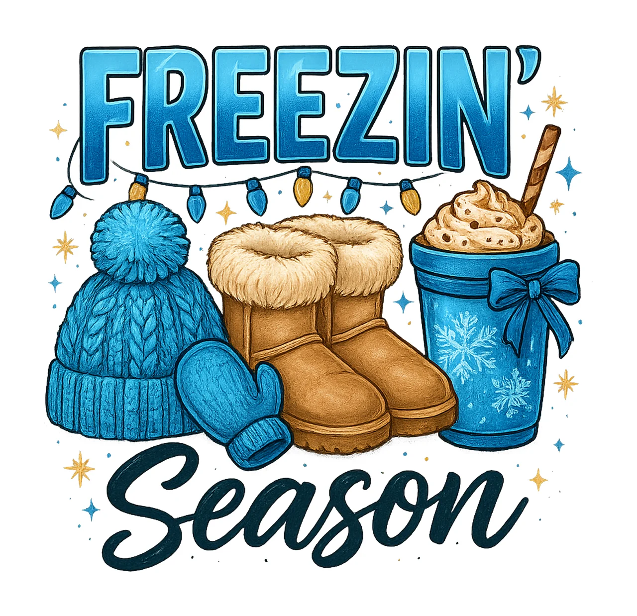 Freezin Season Winter Cozy Vibes Winter Coffee Snowflake