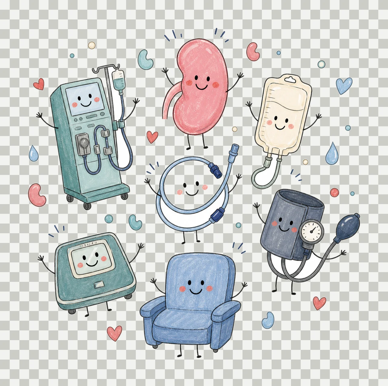 Dialysis Nurse Doodle Crew Cute Kidney Variation C transparency and detail preview thumbnail
