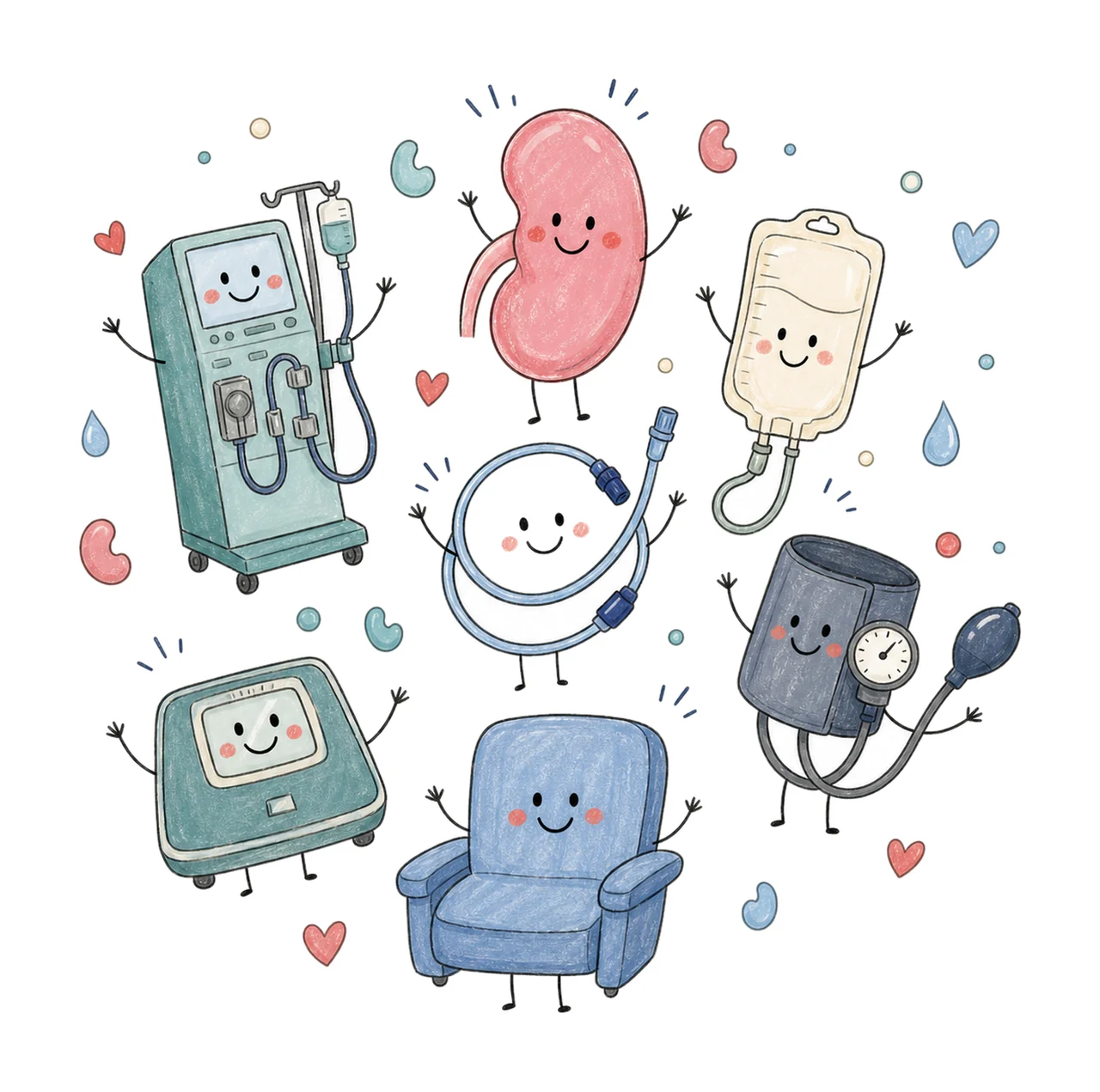 Dialysis Nurse Doodle Crew Cute Kidney Variation C