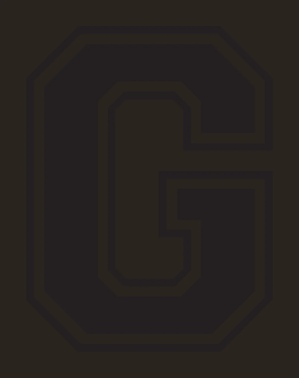 G Letter Design with capital letter G, block typography, double outline and bevelled corners in black and white contrast preview thumbnail