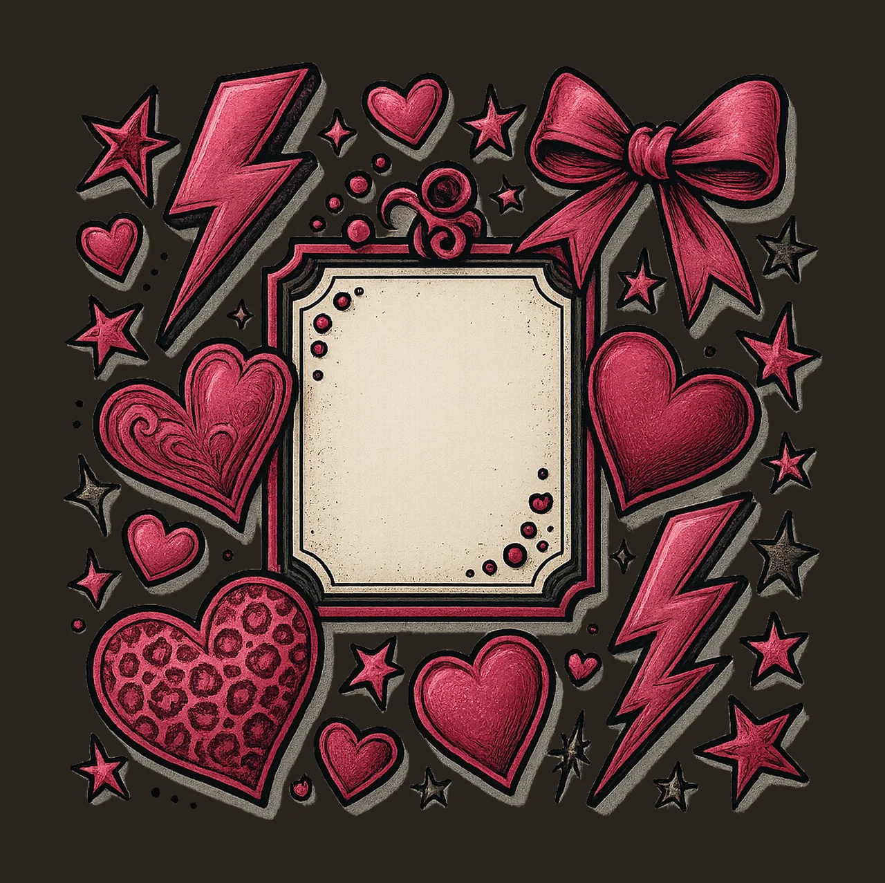 Heart And Bolt Border Frame hearts lightning bolts stars contrast preview thumbnail