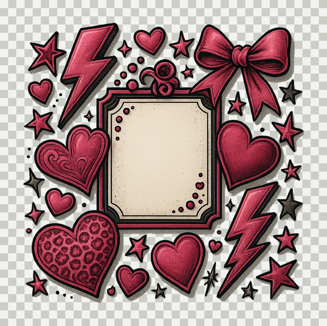 Heart And Bolt Border Frame hearts lightning bolts stars transparency and detail preview thumbnail