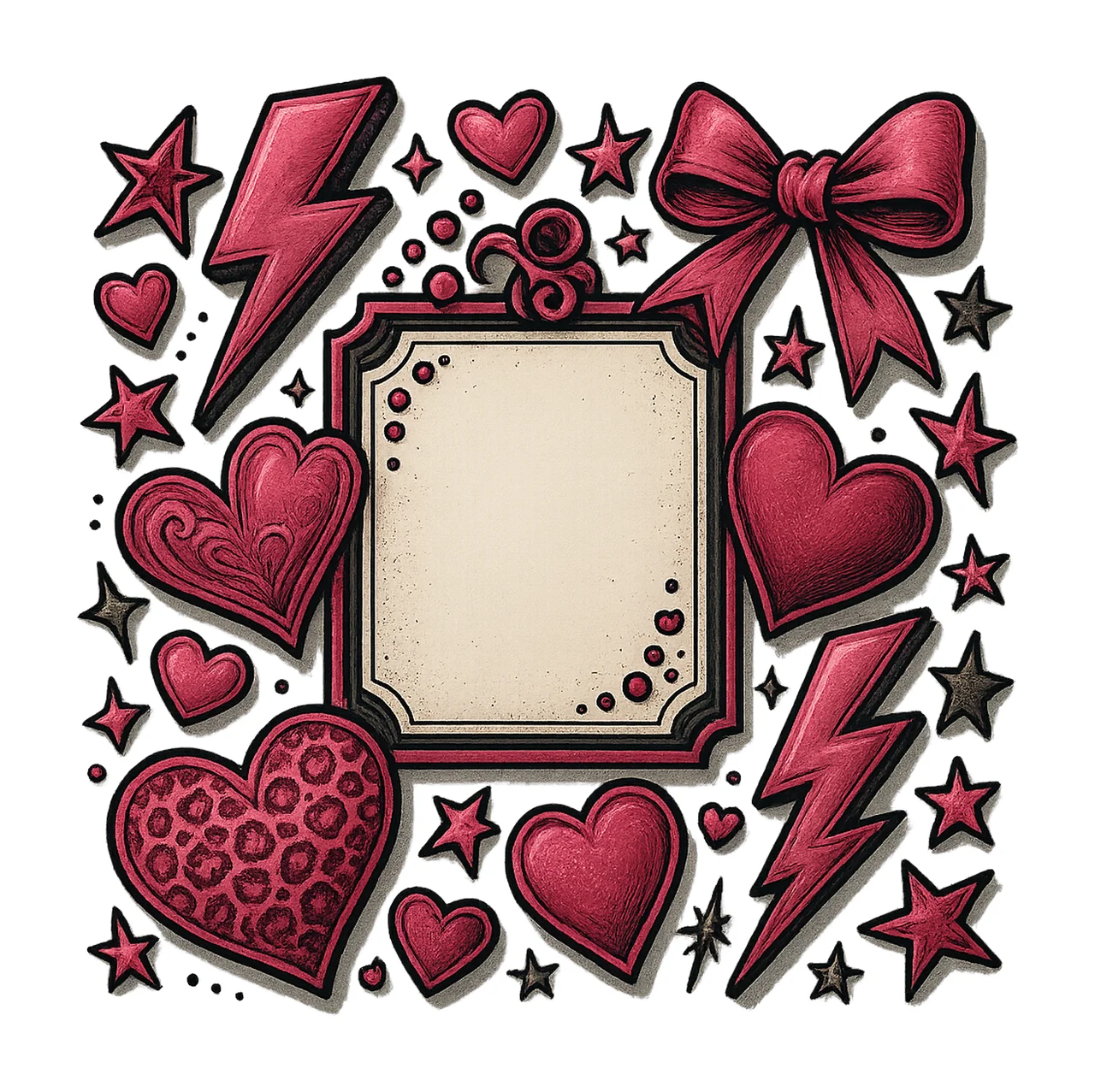 Heart And Bolt Border Frame hearts lightning bolts stars