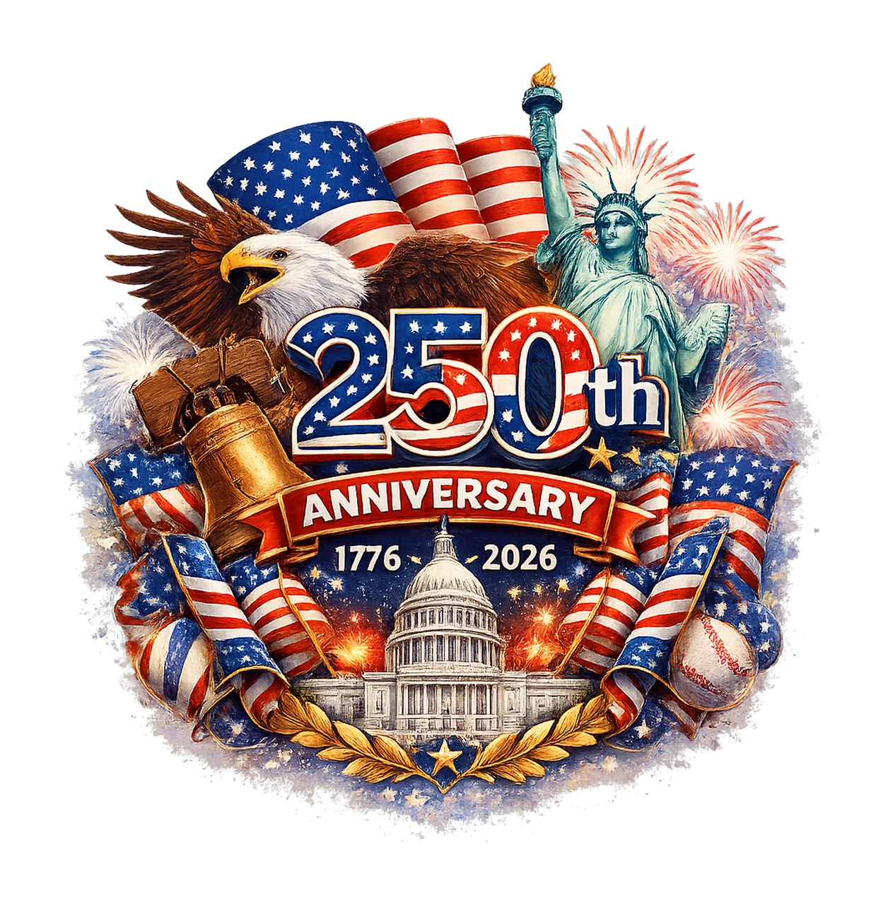 USA 250th Anniversary Patriotic Shirt Design Independence