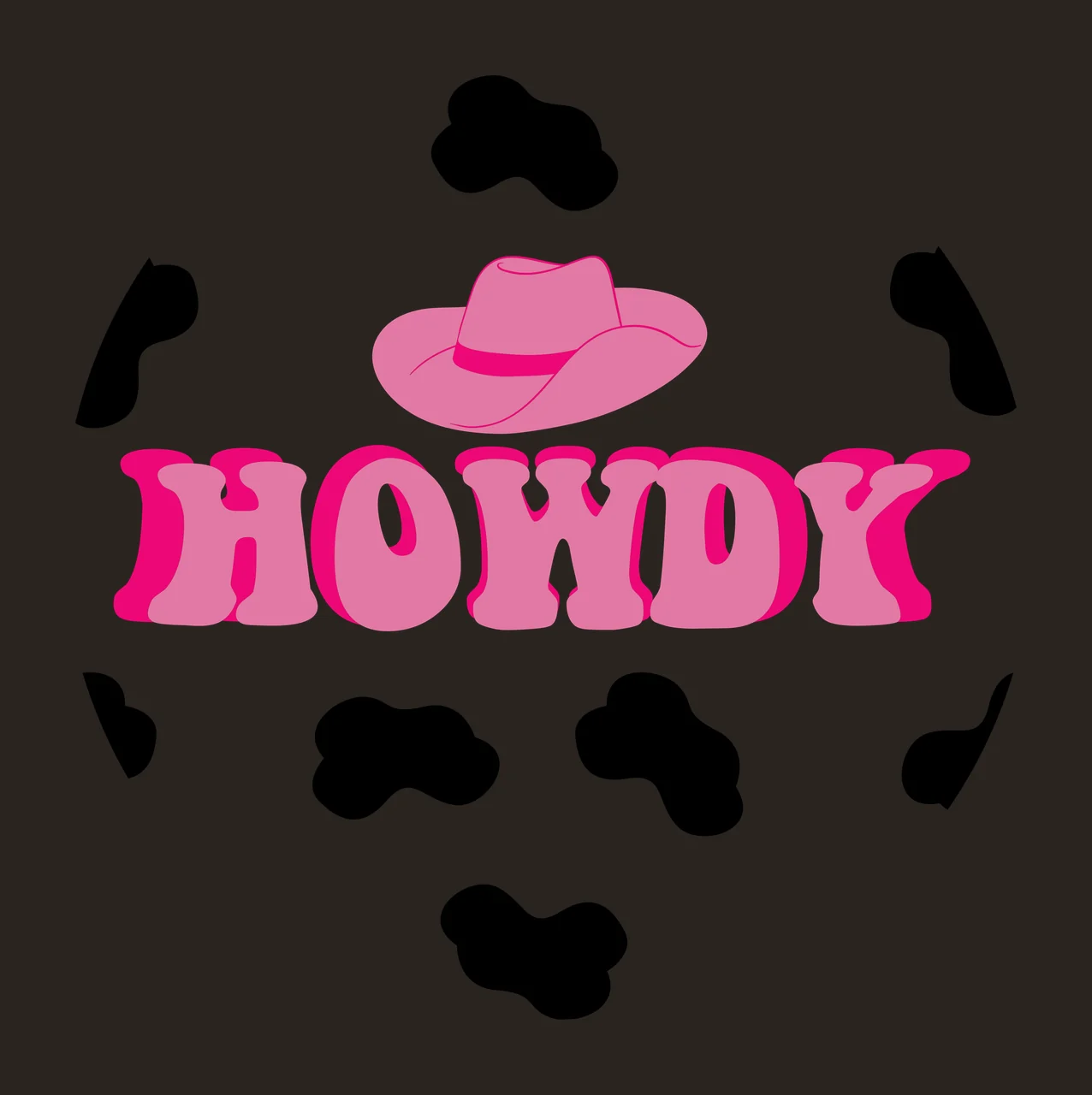 Keychain Howdy Circular Graphic With Cowboy Hat circle cow print spots contrast preview thumbnail