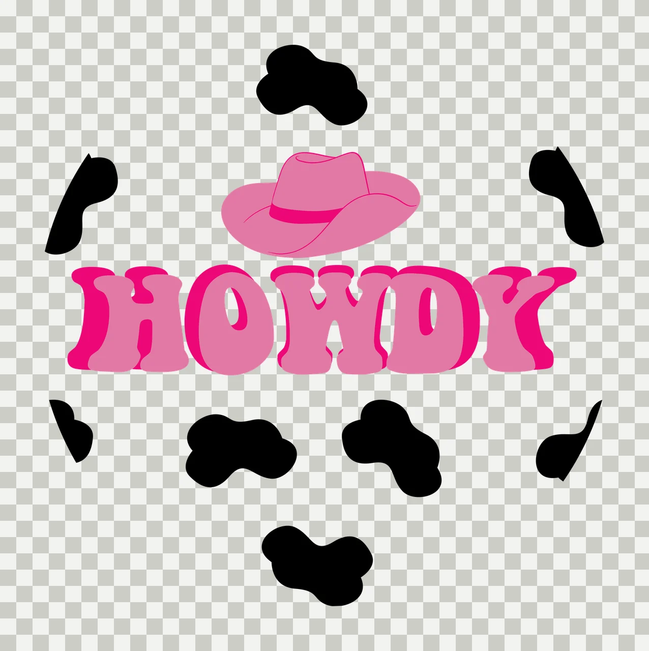 Keychain Howdy Circular Graphic With Cowboy Hat circle cow print spots transparency and detail preview thumbnail