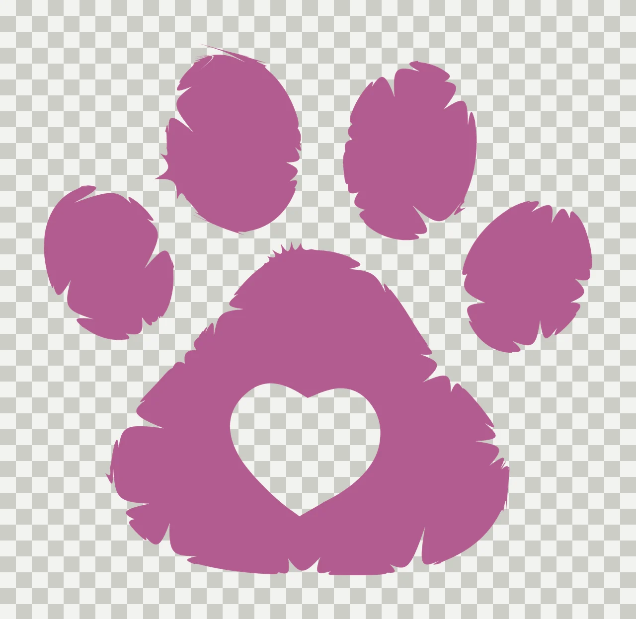 Black Paw Print With Central Heart silhouette white shape animal transparency and detail preview thumbnail