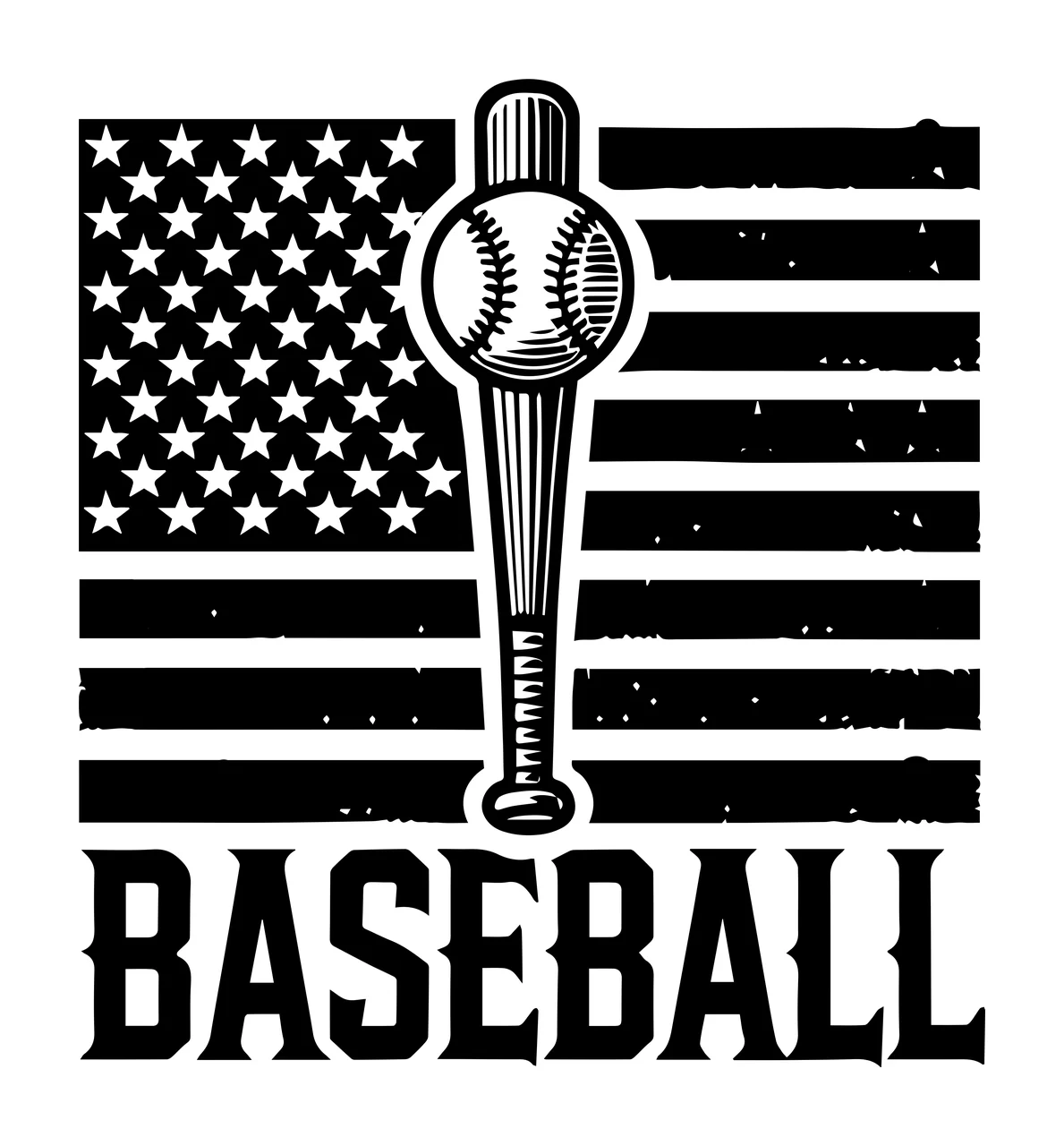 Baseball Flag Ball Stylized Graphic Icon bat and stationary
