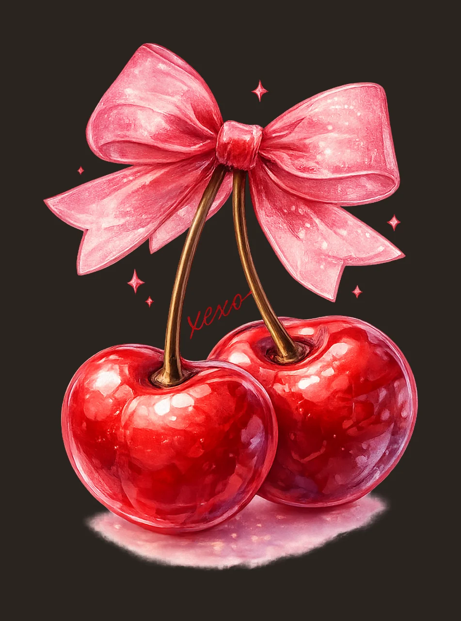 Cherry Bowpink Trendy Cherry Design Coquette Bow Shirt contrast preview thumbnail