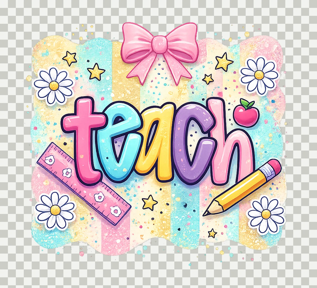 Coquette Teacher Retro Stripes Design for Back to School transparency and detail preview thumbnail