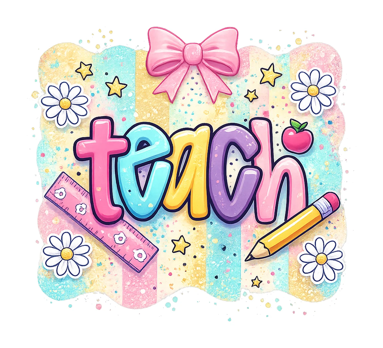 Coquette Teacher Retro Stripes Design for Back to School