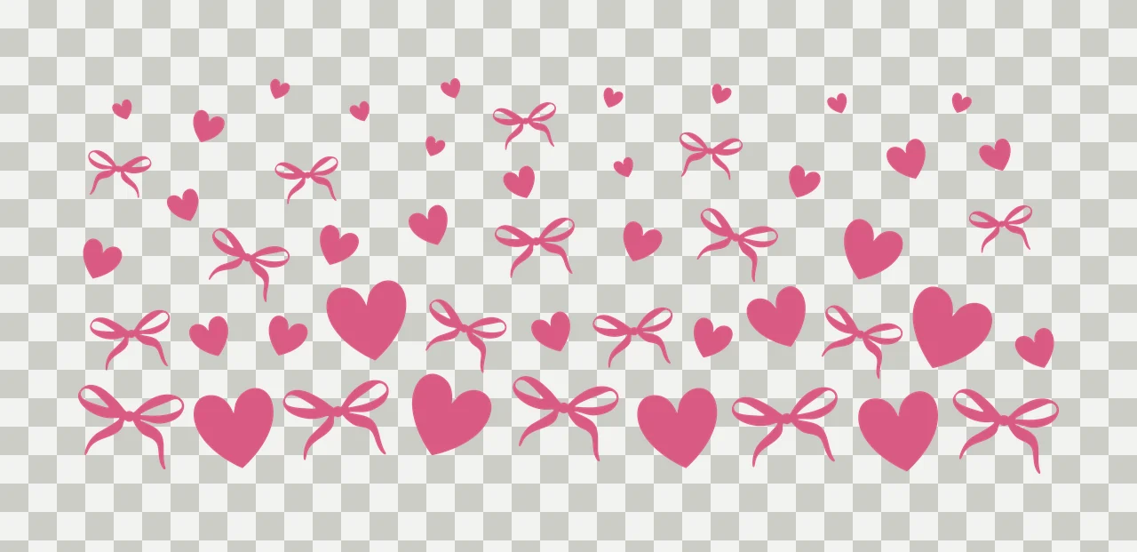 Bow Can Glass Wrap Hearts And Bows Decorative scattered silhouette transparency and detail preview thumbnail