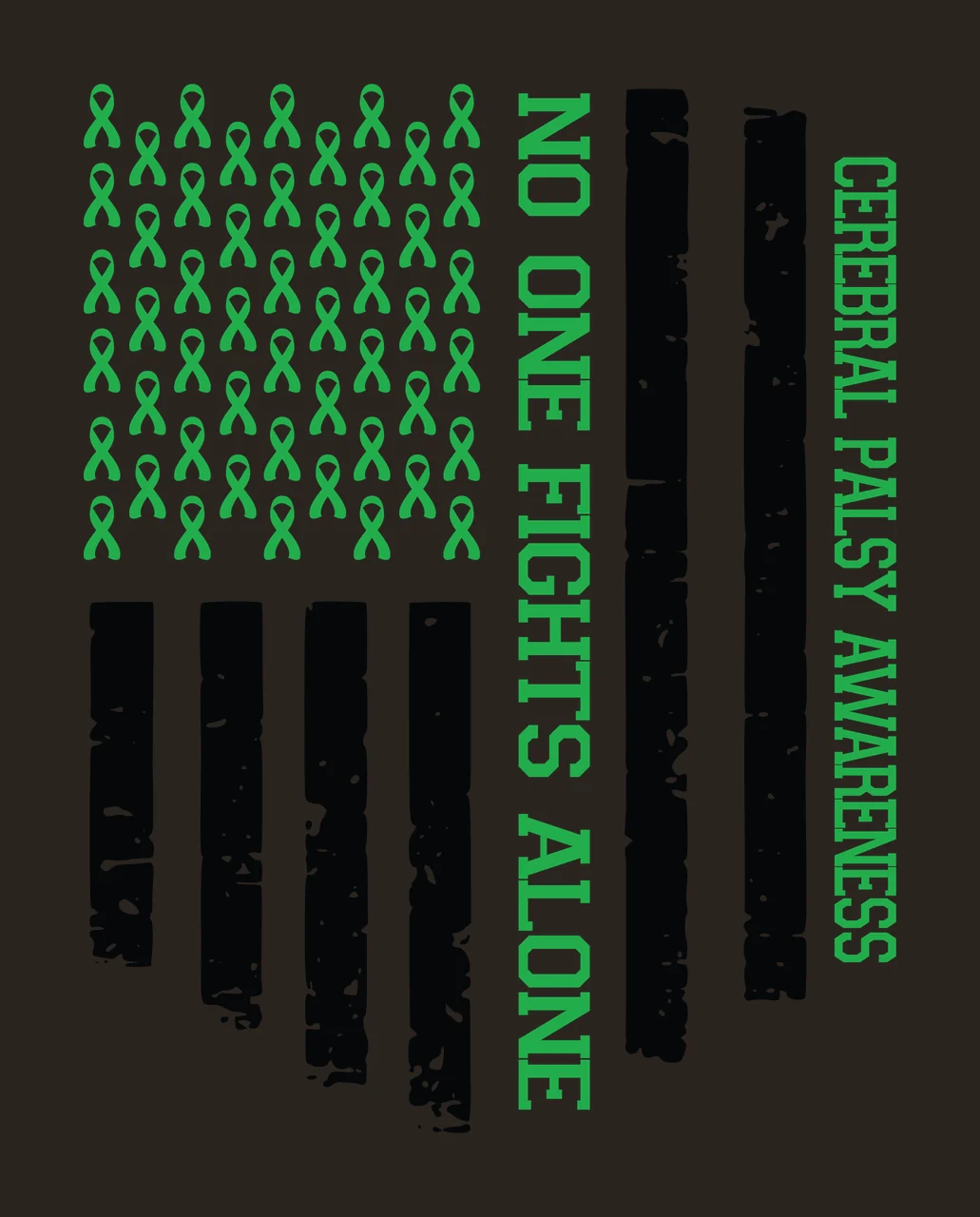 Cerebral Palsy Awareness Ribbon Flag with ribbons stripes distressed contrast preview thumbnail