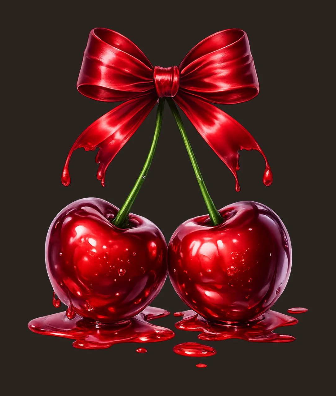 Cherry Bow Coquette Valentine Artwork Romantic Fruit Design contrast preview thumbnail