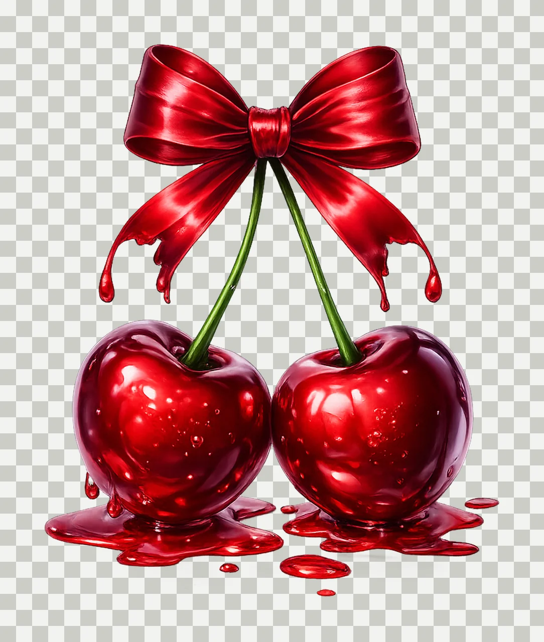 Cherry Bow Coquette Valentine Artwork Romantic Fruit Design transparency and detail preview thumbnail
