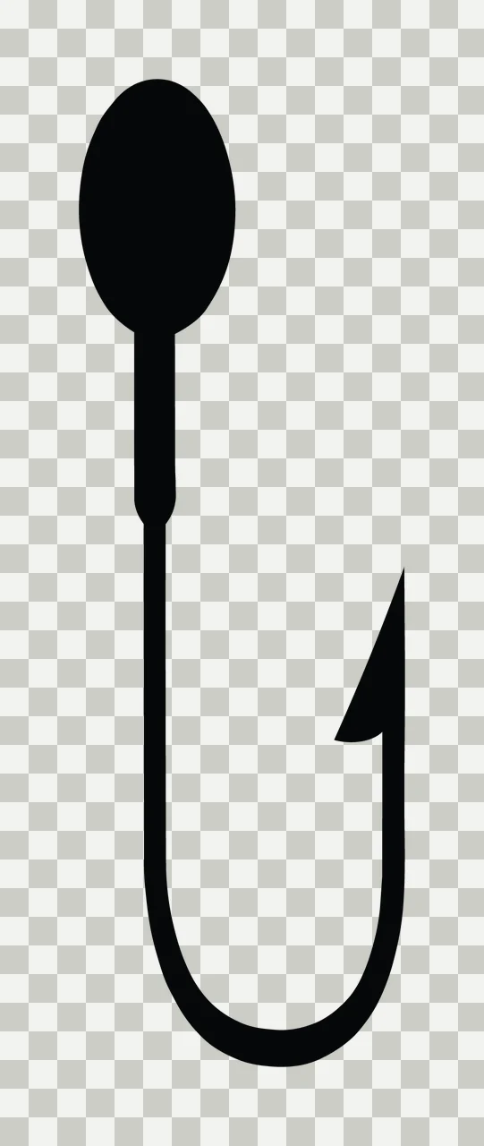 Can Glass Wrap Black Silhouette Of Fishing Hook transparency and detail preview thumbnail