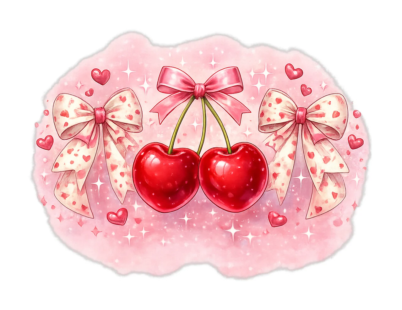 Cherries and bows retro girly shirt design cute bow Artwork