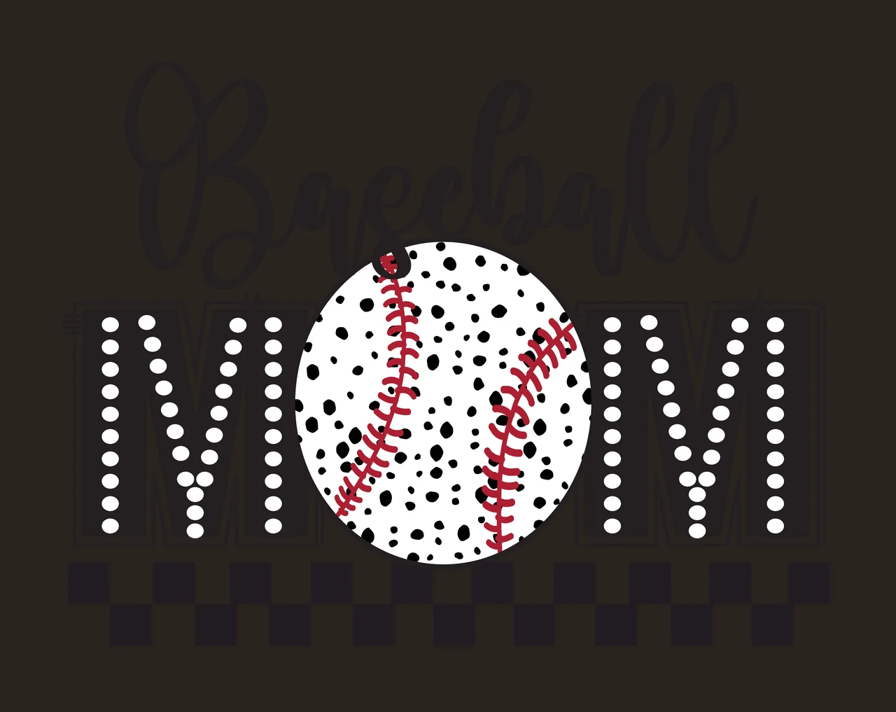 Baseball Mom Text With Checkered Border presenting pattern contrast preview thumbnail