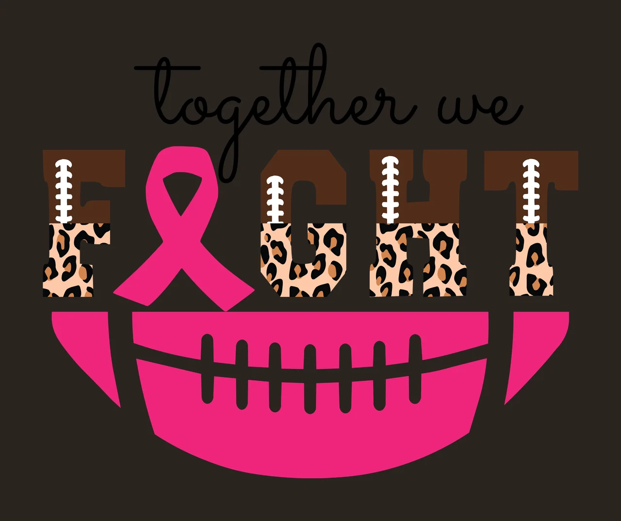 Together We Fight Text With Ribbon And Football black white contrast preview thumbnail